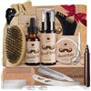 Bledras 13 in 1 Barba Cura Set, Cura Della Barba Professionale per Uomo | con Olio da Barba, Balsamo Barba,Shampoo Barba,Rasoio Dritto,Forbici, Spazzola,Pettine, Kit Barba Uomo Regali per Lui e Papà