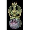 Figuren Shop GmbH Drago Verde Statua da Meditazione Fantasy Dekofigura In Gesso Poliresina 26 cm