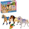 PLAYMOBIL | I Love Horses | Tre cavalli da collezione | Set di cavalli con coperte, selle, cibo e accessori per la toelettatura | Per bambini dai 4 anni in su | 72133