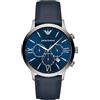 Emporio Armani Orologio Uomo, movimento cronografo, cassa in acciaio inossidabile 43 mm, cinturino in pelle, AR11226