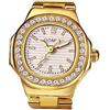 JewelryWe Orologio al Quarzo da Dito, Orologio Unisex Ragazzi,Orologio Semplice ad Anello con Diamante Lucido,Analogico con Cinturino Elastico,Colore da Scelta