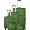 Travelite Cubis - Set di trolley per bagaglio morbido, L/M/S, verde, Set trolley L/M/S, Set di trolley morbidi