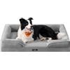 Feandrea Cuccia Ortopedica per Cani in Flanella, 104 x 69 x 17 cm | Letto per Cani con Bordo Rialzato, 1 Pezzo, Grigio Tortora, Collezione BLOMFY PGW323GD01