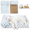 gexuamz Tappetino Rinfrescante per Cani e Gatti, Cuscino Double Face 60x40 cm, Lato Fresco per Primavera/Estate, Lato Morbido per Autunno/Inverno, Con Cuscino Rimovibile, Lavabile e Antiscivolo (Blu)