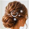 IYOU Fermagli per capelli con luna in cristallo, forcine con stelle in argento e strass, accessori per capelli da sposa per donna (confezione da 5)
