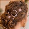 IYOU Fermagli per capelli con luna in cristallo, forcine con stelle in oro rosa e strass, accessori per capelli da sposa per donna (confezione da 5)
