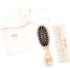 Tek Kit Spazzola Mini & Pettine in Legno | Con Custodia in Cotone Naturale