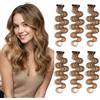 MY-LADY Extension Capelli Veri Clip Body Wave 6 Pezzi Base Lace Invisibili Ricci Clip Extensions Capelli Naturale per Volume Highlight Donna 40cm #4P27 Biondo Scuro/Marrone Medio 40g