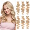 MY-LADY 6PCS Extension Clip Capelli Veri Ricci con Base Lace, 6PCS Marrone Dorato&Biondo Body Wave Clip In Hair Extensions Flessibile per Donna Highlight 31g 25cm #12P613