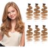 MY-LADY Extension Capelli Veri Clip Body Wave 6 Pezzi Base Lace Invisibili Ricci Clip Extensions Capelli Naturale per Volume Highlight Donna 35cm #06 Marrone Chiaro 36g