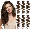 MY-LADY 6PCS Extension Clip Capelli Veri Ricci con Base Lace, 6PCS Marrone Cioccolato Body Wave Clip In Hair Extensions Flessibile per Donna Highlight 31g 25cm #04