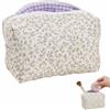 JIRVEX Pochette Donna Trucchi 1 Pezzo Necessaire Da Borsa Motivo Floreale Viola In Cotone Bustina Portatutto Cosmetici Con Fodera A Quadretti E Cerniera