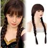 Luxiremi Parrucca lunga marrone intrecciata da 65 cm, per cosplay, da donna | Parrucca da donna per travestimenti di Mercoledì Addams, Halloween, Carnevale, taglia regolabile, con retina traspirante