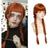 Luxiremi Parrucca da donna con trecce arancioni da 65 cm, per cosplay | Parrucca da donna per travestimenti di Mercoledì Addams, Halloween, Carnevale, taglia regolabile, con retina traspirante