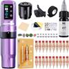 Dragonhawk Atom2 Pro Macchina Per Tatuaggi Set, Corsa Regolabile 2,4-4,2 mm | Senza Fili, Batteria 2000 mAh, Aghi Da Tatuaggio Inclusi, Braccio Antivibrazione, Linee E Ombreggiatura Per Principianti Rosa