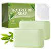 UWJOWP 2 Pezzi Tea Tree Oil Soap Bar - Relief Soap Bar for Skin, Deep Pore Cleansing, Gentle Exfoliation for HealthySkin, Plant-Based Formula for Face & Body, Suitable for All Skin