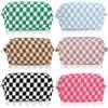 Asuinxurr Trousse per trucco, 6 pezzi, a scacchi, personalizzabile, beauty case, organizer, graziosi pennelli da trucco