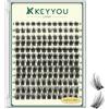 KEYYOU Ciglia naturali e delicate, curvatura D, 144 pezzi, soffici ciuffi di ciglia sottili, per principianti, extension fai da te a casa (KY06-8-16MIX)