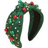 XIABYAYU Cerchietti Natalizi, Cerchietti Per Capelli Natale, Cerchietto Natalizio, Natale Cerchietto Con Perle E Diamanti Di Cristallo, Adatto Per Donne E Ragazze, Verde
