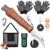 CYUaoao Set di coltelli Fungo con Spazzola e Custodia | Coltello Funghi con Spazzola Coltello,Coltello a Funghi in Legno di pero