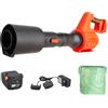STOCKER - Kit Soffiatore 21V Power Line con Motore Brushless, Batteria Fast Charge 4,0Ah, Caricabatterie Doppio e Sacco Giardino 180L - Sistema Completo per Pulizia Esterni