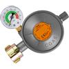 TAMS Riduttore di pressione del gas 50 mbar con manometro e valvola di sicurezza EFV, regolatore del gas 1,5 kg/h per bombole di gas, barbecue, fornello a gas e riscaldatore, connettore W21,8 x 1/14