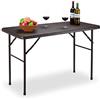 Relaxdays Tavolo Giardino, Aspetto Legno, Pieghevole, Plastica & Metallo, Esterni, Bistrò HLP: 74 x 120 x 60 cm, Marrone