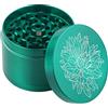 DCOU nuovo design premium in alluminio smerigliatrice erba 2,2 pollici 4 pezzi smerigliatrice metallica con collettore di polline con il modello di fiore laser (Margherita verde)
