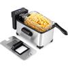 LIFEZEAL 3 L Friggitrice Elettrica in Acciaio Inossidabile, 2000W | Friggitrice ad Olio Professionale con Finestra, 6 Programmi, Cestello Estraibile, Timer e Temperatura Regolabile 100-190°C