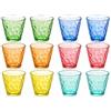 cecaro group Set 12 Bicchieri in Vetro Colorato 250 ml - Bicchieri Acqua Multicolor con Trama in Rilievo, Lavabili in Lavastoviglie