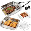 MOWETOO Accessori per Friggitrice ad Aria, Acciaio Inox 304, Set da 14 Teglia Friggitrice ad Aria, Compatibile con Modelli Ninja Foodi Max Dual Zone Friggitrice ad Aria AF400EU/EUCP, SL400EU/EUCP, AF500EU