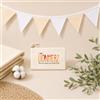 LIONHERZ® Bandierine 250 cm in 100% cotone crema/bianco [doppio strato] con sacchetto, ghirlanda in tessuto beige con 8 bandierine, decorazione per la cameretta dei bambini, compleanno, carnevale,