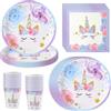 AINIUNIU Piatti Compleanno Unicorno per 20 Ospiti, 60pcs Rosa Decorazioni Unicorno Compleanno, Unicorni Piatti e Bicchieri per Feste di Compleanno, Set di Stoviglie per Festa di Compleanno di Bambina