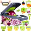 Moist Diane Tritaverdure 16 in 1, tritaverdure e affettaverdure con contenitore da 1,2 l e cestello drenante, mandolina multifunzione da cucina per verdure, cipolla, aglio, patate e insalate (grigio)
