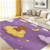 Generic Tappeto per soggiorno, 140 x 200 cm, fantasia con orso e cielo stellato, antiscivolo, in flanella, a pelo corto, extra morbido, facile da pulire, viola