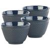 Rosenstein & Söhne tazza: Set di 4 tazze da tè asiatiche Tazze da tè in ghisa, nero con motivo Arare, Rivestimento interno in smalto (tazza giapponese, ciotole per matcha, ghisa)