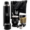 TUMA TU MATE Yerba Mate Kit con Coppa Mate in Acciaio Inox, Bombilla e Thermos, Nero | Thermos Argentine Mate da 750 ml, borsa in tela, contenitore Yerbero, riscaldatore per auto, kit da viaggio completo per uso