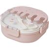 Miskall Lunch Box, per bambini e adulti Contenitori per snack da pranzo in plastica con 3 scomparti, design carino per gelato, con forchetta e cucchiaio, per viaggi scolastici e (Rosa)