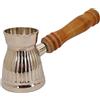 Sharvgun Handmade Argento Ottone Antico Turco Greco Arabo Caffettiera Caffettiera Caffettiera Cezve Ibrik Briki con manico in legno 90 ml (3.04 oz)