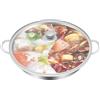 CHERIPOLI 34 cm Electric Hot Pot, pentola elettrica Hotpot, fornello elettrico mandarino, in acciaio inox, doppio shabu, con divisorio e coperchio in vetro
