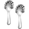 ibasenice Cucchiaini da Tè in Acciaio Inox Argento, 2 Pezzi, Spessi | Forma a Conchiglia Artistica, per Mescolare Caffè e Servire Dessert, Stile Elegante per Tavola Quotidiana