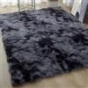 HOUXINZ Tappeto Salotto 200 x 400 cm Tie Dye Tappeto a Pelo Lungo Morbido Elegante Camera da Letto Moderno, Scendiletto, Stanza, Grigio Scuro