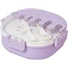 Miskall Lunch Box, per bambini e adulti Contenitori per snack da pranzo in plastica con 3 scomparti, design carino per gelato, con forchetta e cucchiaio, per viaggi scolastici e (Viola)