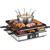 COSTWAY 2200W 3 in 1 Set Griglia per Raclette e Fonduta, per 8 Persone | Fonduta con Piastra Antiaderente, 8 Padelline, 8 Spatole e 8 Forchette, Griglia Elettrico da Tavolo con Doppio Termostato