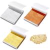 Quorumsg 300 Pezzi Foglia D'oro Imitazione, 8 x 8,5cm Fogli Imitazione Foglia D'oro, Foglias Oro Rosa Foglias Argento, per Progetti Artistici Artigianato Doratura Creazione Fai da Te