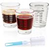 Mispudin 30ml Bicchierini Misurino 3er Set, Bicchierino Graduato Vetro con Pennello, Bicchieri per Caffè Espresso Shot Glass, Bicchiere Graduato Vetro per Cocktail, Tequila (Nero, Bianco, Rosso)
