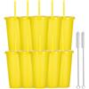 Yisituo Bicchieri di plastica riutilizzabili da 710 ml, confezione da 10 tazze fredde con coperchio e cannuccia, bicchieri da viaggio per adulti, feste e spiaggia, riunioni in piscina (10, giallo