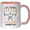 Generic Athletic Dept Old School Lifter Back Squat Graphic Tazza da tè e caffè in ceramica rosa