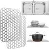 Sink Protex Confezione da 2 protezioni per lavello da cucina, 34 x 29 cm, antiscivolo, in silicone, proteggono il fondo del lavello della cucina o dello stendibiancheria, ecologici e antimacchia, colore bianco