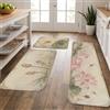 Generic Set di 3 tappeti da cucina con motivo floreale ad acquerello, motivo | Tema botanico dello stagno, tappetini da cucina per pavimento, stile artistico ad acquerello, accenti libellula